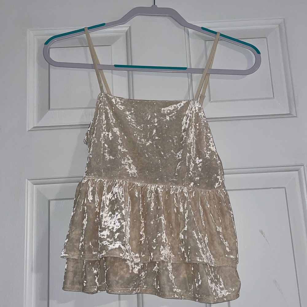 American Eagle Cream Velvet Tank Top